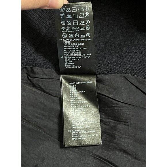 SANDRO PARIS Womens Navy Split Back Scoop Neck Cashmere Wool Sweater Sz 2 Medium - Picture 11 of 13